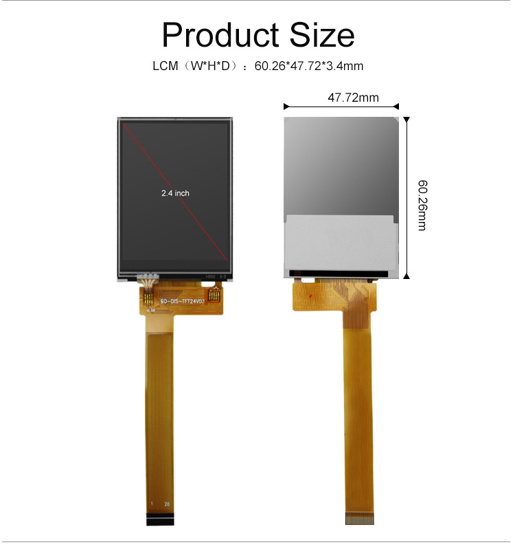 Polcd Viewing Direction 12 0'Clock Color 262k Touch Screen Displays Small 2.4inch