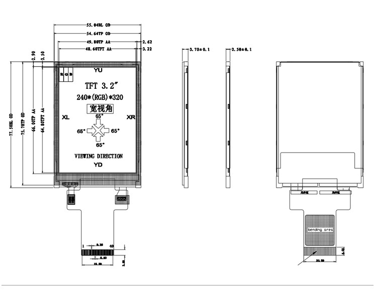 Polcd 3.5 inch 240x320 pixel size Small TFT Display 320x480 ILI9488 Driver IC
