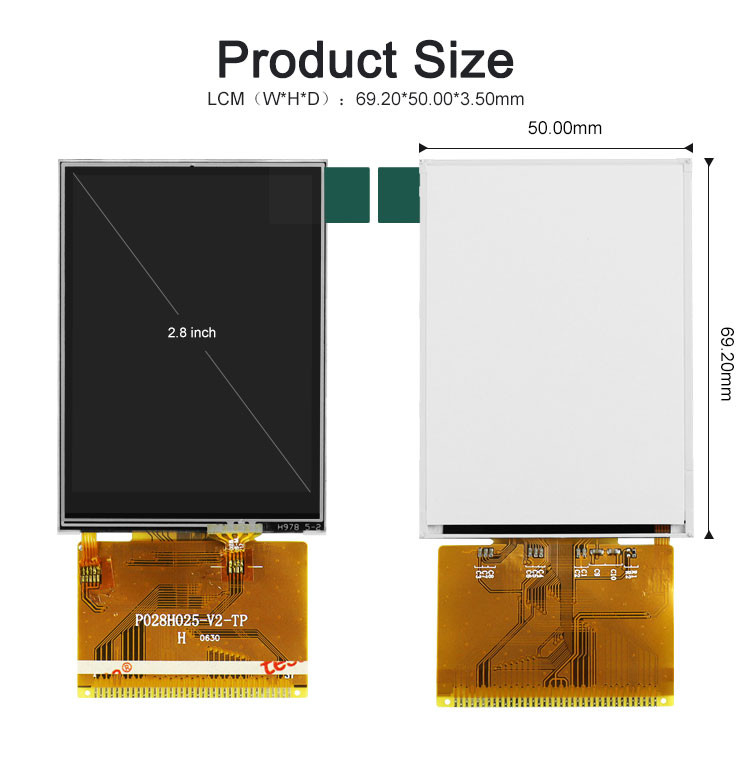 Polcd 2.8 Inch Full Viewing Angle TFT LCD Touch Screen Sunlight Readable IPS Panel