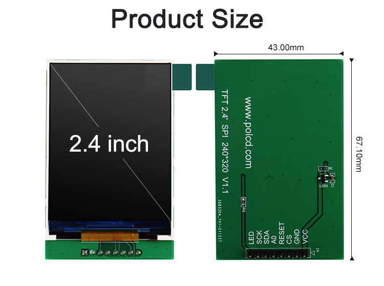 Polcd RoHS Color 262K Lcd Tft 2.4 Inch ST7789V2 Tft Touch Panel