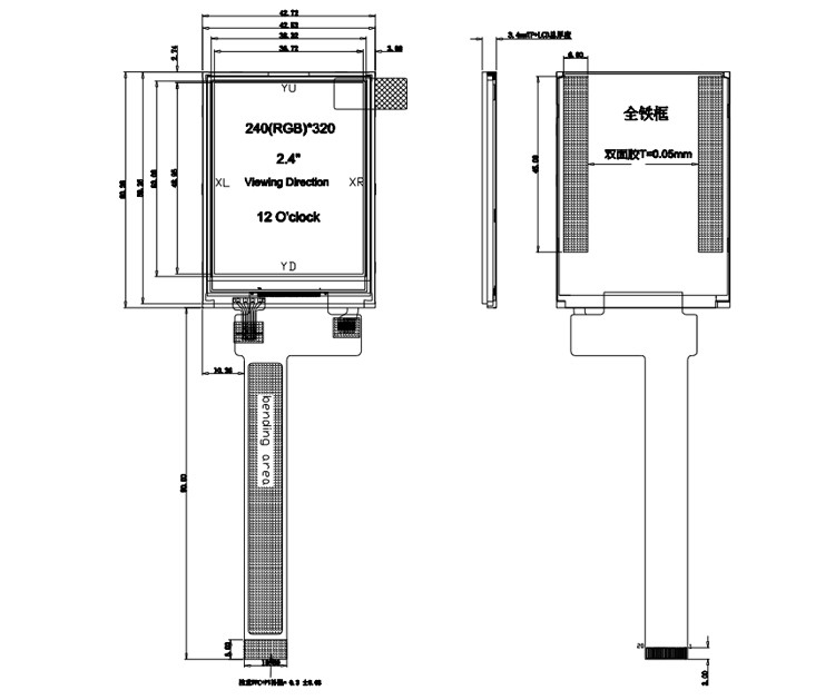 Polcd Black 8080 MCU  2.4 Inch Tft Display 8 Bit 2.4 Tft Spi 240x320