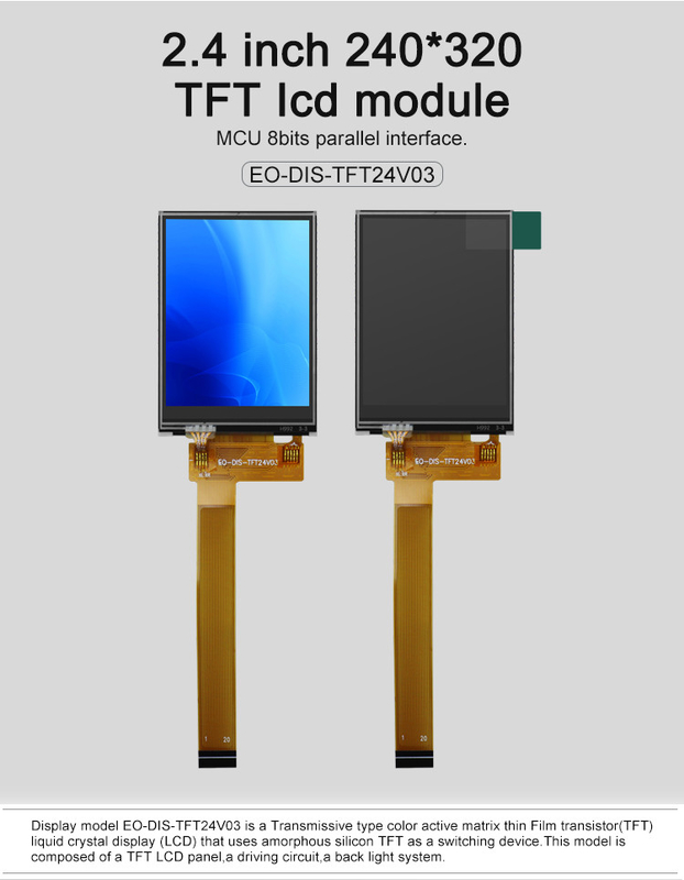 Polcd Black 8080 MCU  2.4 Inch Tft Display 8 Bit 2.4 Tft Spi 240x320