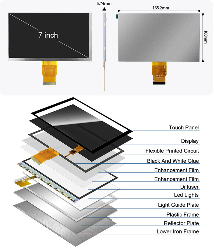 Polcd 7 Inch Tft Module 800X480 High Brightness IPS Screen RGB Interface Capacitive Touch Panel 7