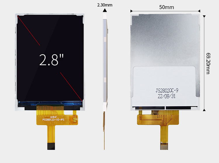 Polcd Small LCD 2.8'' 240x320 Industrial IPS Color Screen Full View 2.8 inch Parallel Port TFT LCD Display