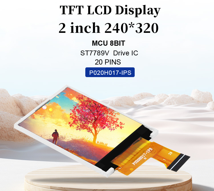 Polcd MCU 8 BIT 2 Inch Tft Display 30.6mm IPS TFT LCD Display