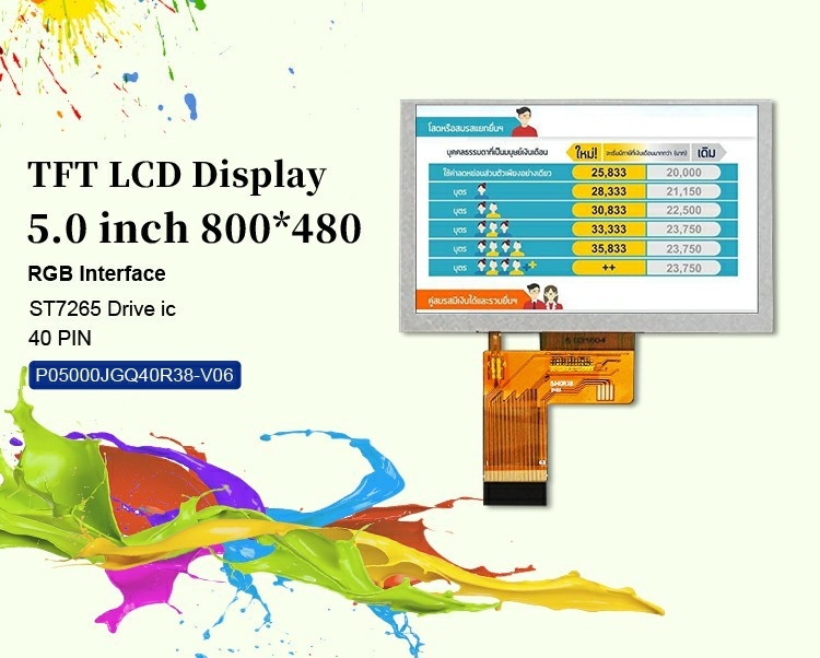 Polcd 5 Inch Lcd Screen 800x480 Resolution ST7262 Driver IC RGB Interface TFT Display