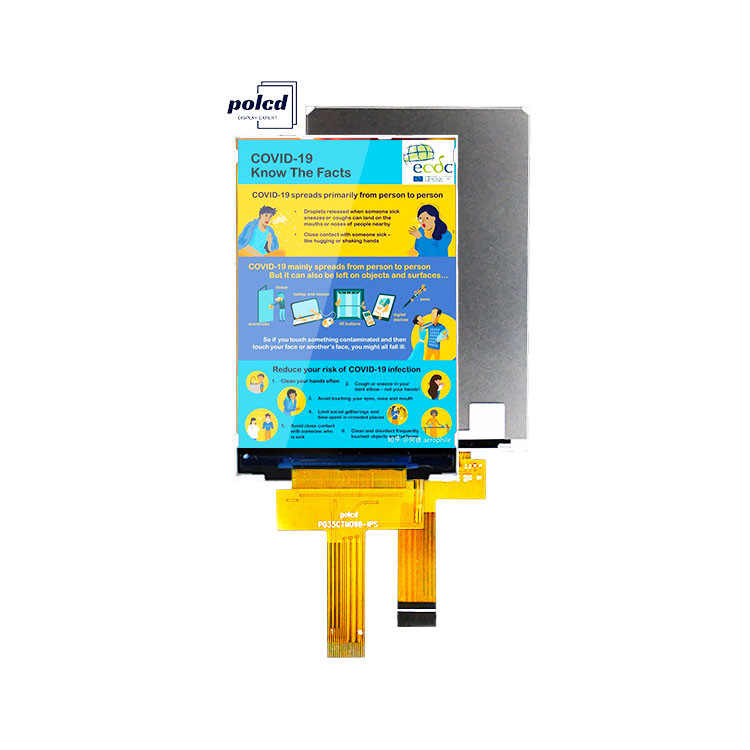 Polcd 3.5 Inch IPS TFT LCD 320*480 Ili9488 Drive Ic 600:1 Contrast Ratio LCD Display Modules