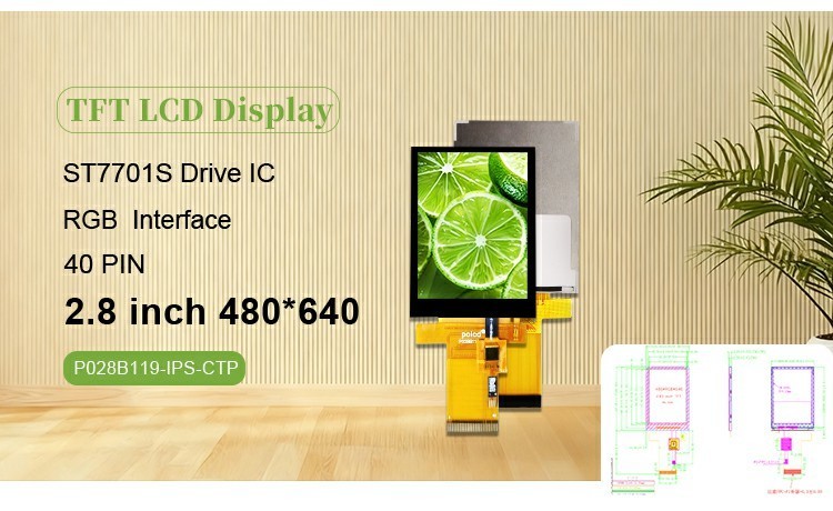 Polcd 2.8 Inch 480*640 Resolution RGB Interface Touch Panel ST7701S LCD TFT Display Module