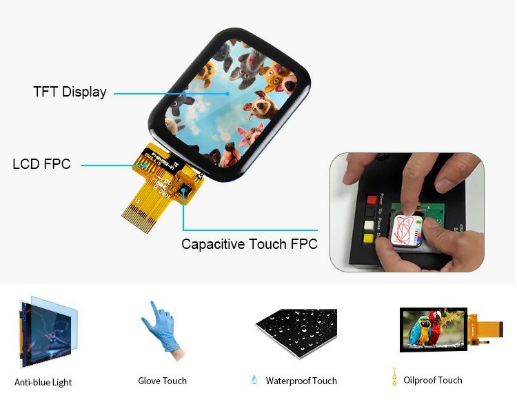 Polcd 1.69 Inch TFT Capacitive Touch Screen 240x280 Normally Black IPS LCD Module