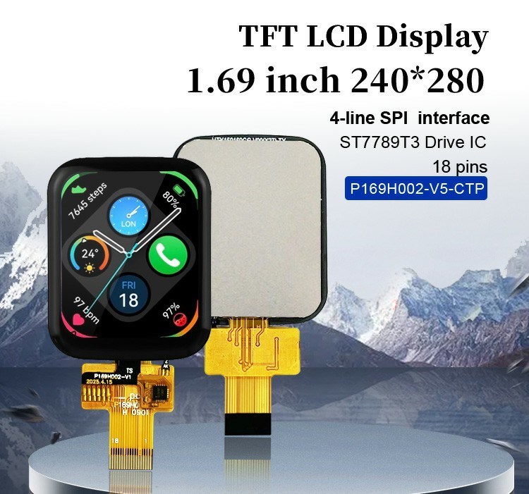 Polcd 1.69 Inch 240x280 Capacitive Touch Panel Full View Angle LCD Module For Smart Watch