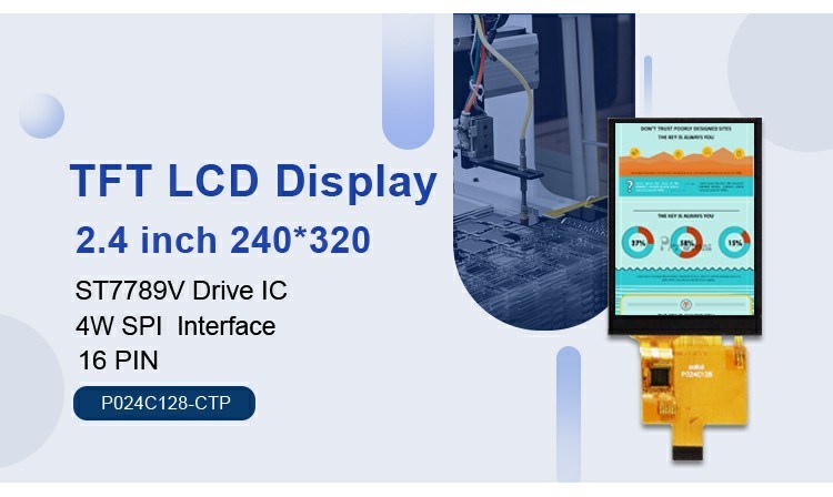 Polcd 2.4 inch Transmissive 240x320 brightness 260 driver ic ST7789V Interface 4 Line serial TFT LCD