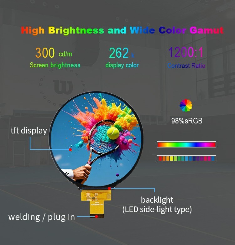 Polcd 4 Inch Circular LCD Screen Module 720xRGBx720 MIPI Interface IPS Round TFT LCD Display