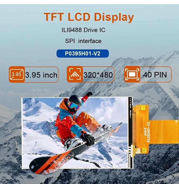 Polcd Custom 3.95 Inch 320x480 Ips Tft Lcd RGB Interface Liquid Crystal Display Module With Touch