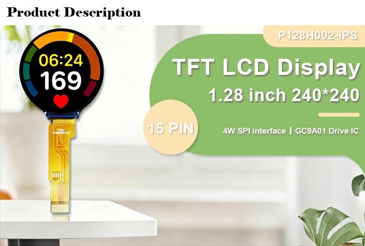 Polcd 1.28 inch 1.28'' Round Color Circular TFT Display 240x240 LCD GC9A01 Driver IPS LCD Module