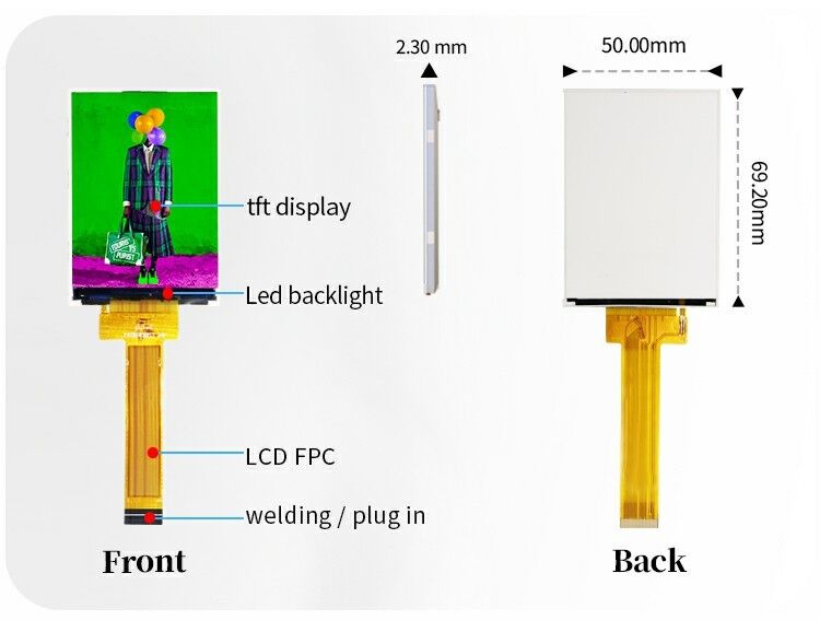Polcd 2.8 Inch TFT Display 240x320 IPS Screen High Contrast 1200:1 TFT Panel LCD Module