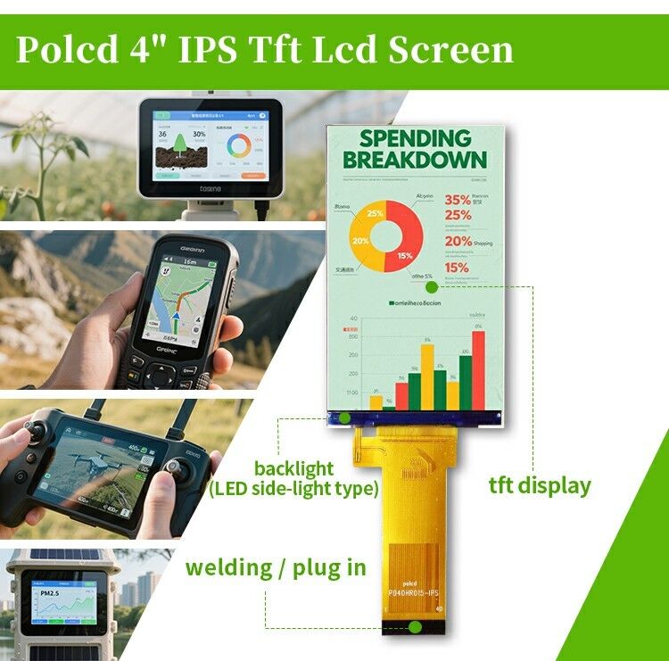 Polcd Custom RGB 24bit Interface 4.0 Inch 480*800 Dots Small Color TFT LCD Display Panels Screen