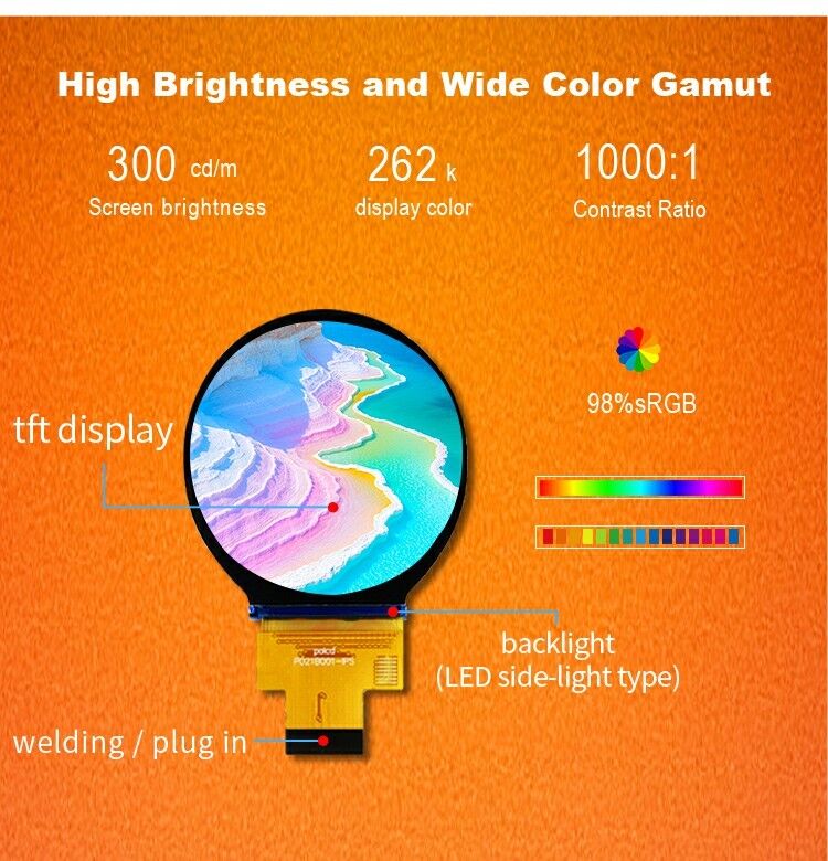 Polcd 2.1 inch IPS Small Round LCD 480*480 Mipi interface ST7701S Circle Circular TFT Display Module