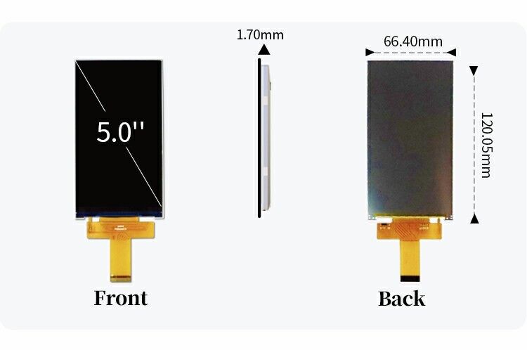 Polcd Custom LCD 5.0 inch TFT Panel IPS LCD Screen 400nit 720x1280 LCM Display Module