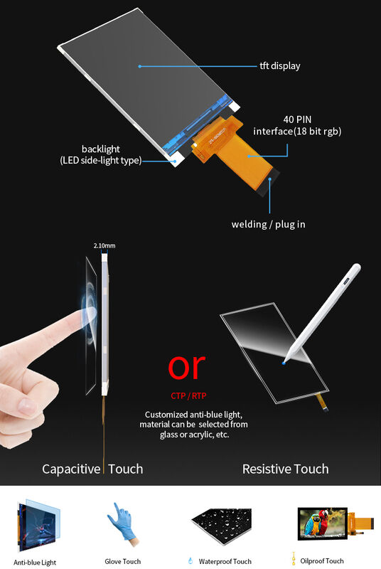 Polcd Custom 3.5 inch Lcd Display Panel RGB interface 320*480 IPS Touch Screen 3.5