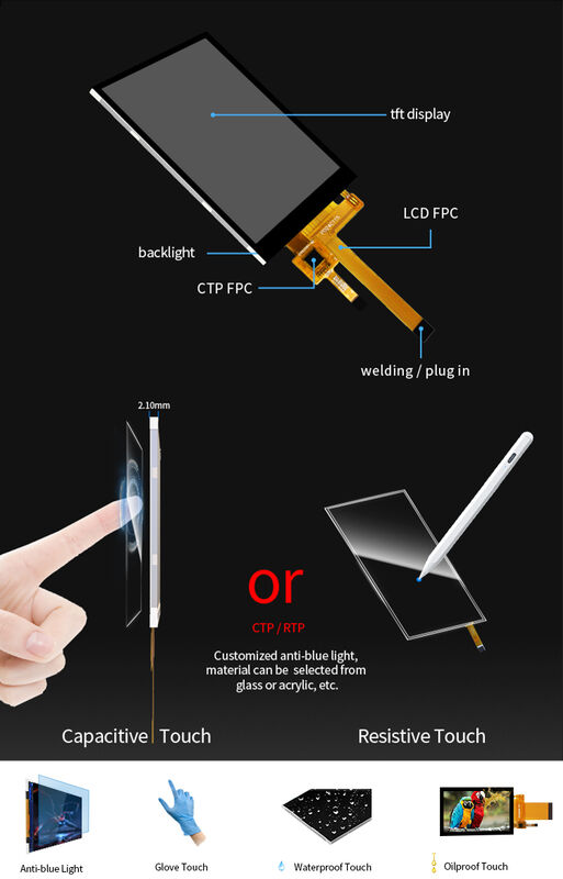 Polcd Qvga 240x320 Resolution 2.4 inch ST7789V3 Touch Screen CTP TFT LCD Display Module