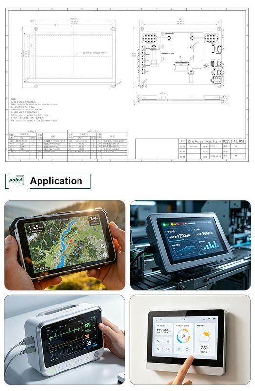 Polcd High Brightness 7 Inch 1024x600 RGB LCD Drive Board RTD2281 with Audio Speaker for Industrial Outdoor Display