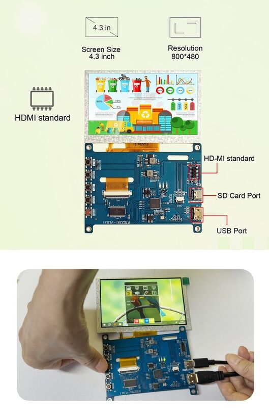 Polcd 4.3 5 Inch Multi-function HD-MI Controller Board Universal Touch LCD Driver Board for Raspberry Pi IPS Display
