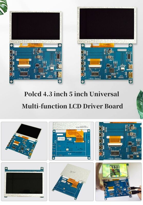 Polcd RTD2281 Multi-function Raspberry Pi Display Screen Universal LCD Driver Board 4.3 inch 5 Inch H-DMI USB Controller Board