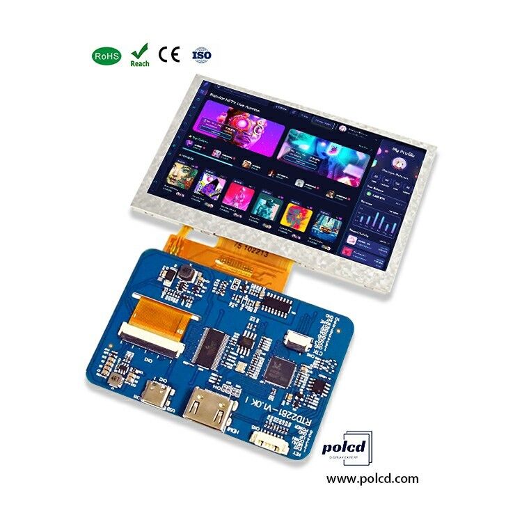Polcd RTD2281 LCD Driver Board 5 4.3 Inch HDM-I 800x480 Touch Screen TFT Display Module for Raspberry Pi
