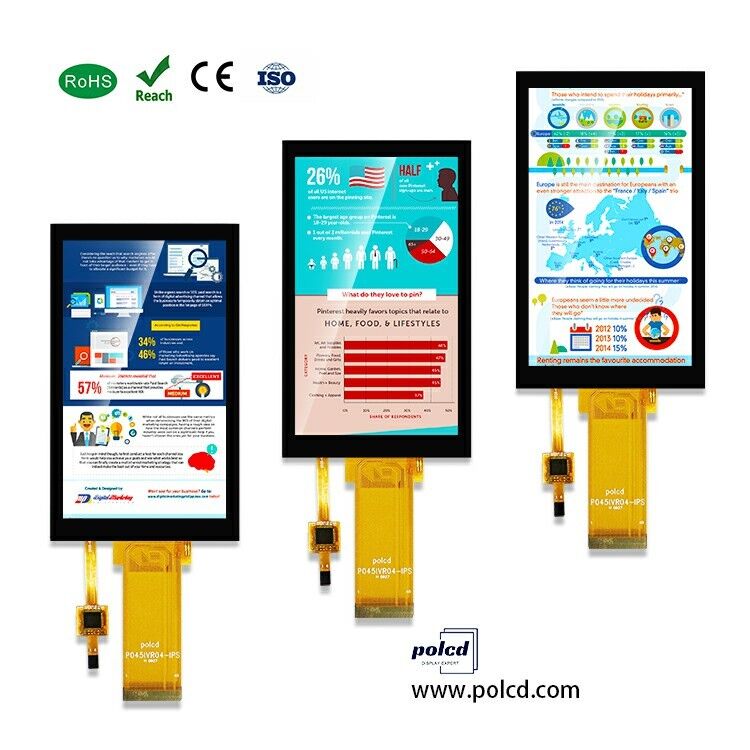 Polcd Custom 4.5 Inch 480x854 LCD 24Bit RGB Interface Full Viewing Angle IPS LCD for Industrial Device