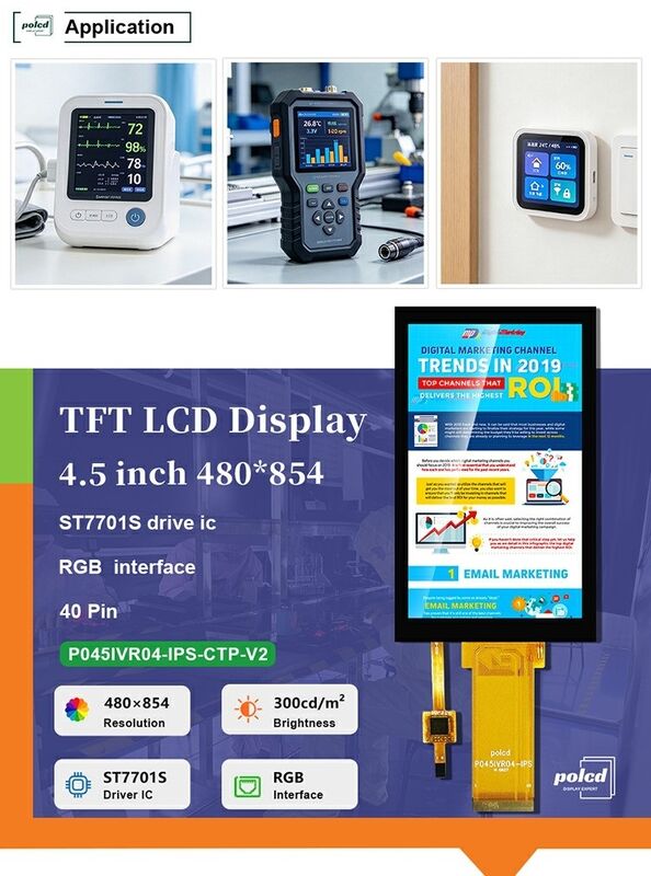4.5 Inch IPS LCD 480x854 RGB Interface ST7701S TFT LCD Display with Capacitive Touch Panel