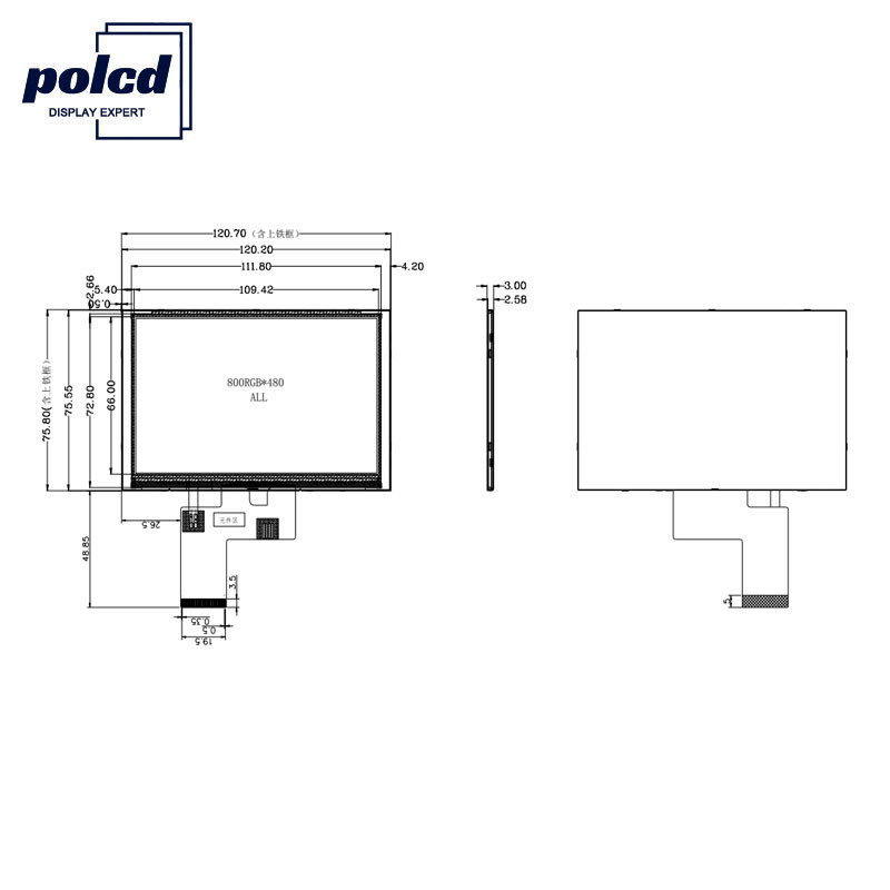 Polcd Resolution 800X480 5 Inch Hdmi Screen ST7262 Tft Hd Display